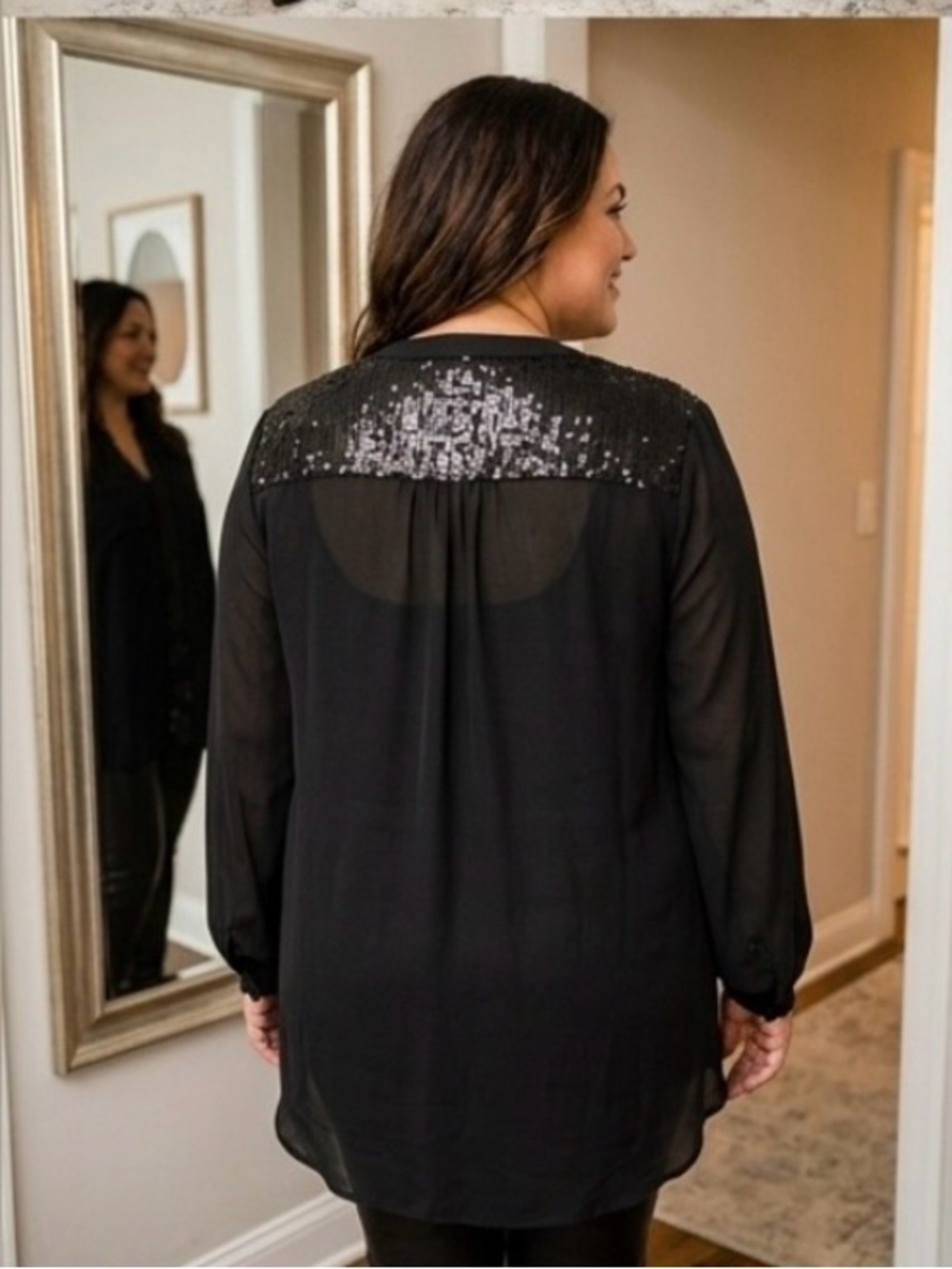 Extra Lindas sequined long sleeve tunic XL